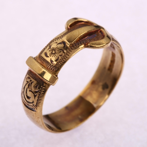 1230 - A late 20th century 9ct gold belt buckle band ring, maker's marks FH, hallmarks Birmingham 1976, ban... 