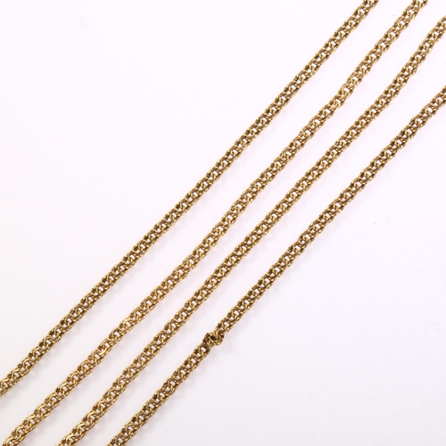 1168 - A 9ct gold double link chain necklace, length 76cm, 19.2g