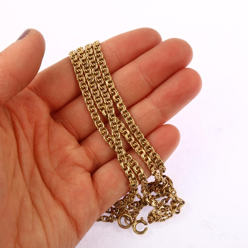 1168 - A 9ct gold double link chain necklace, length 76cm, 19.2g