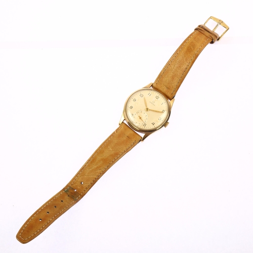 1004 - OMEGA - a Vintage 9ct gold mechanical wristwatch, ref. 13322, circa 1947, silvered dial with black A... 