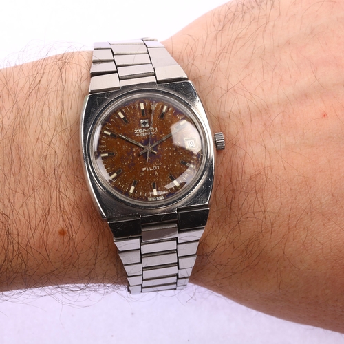 1009 - ZENITH - a Vintage stainless steel 'Tropic' Pilot Surf automatic bracelet watch, ref. 01-0022-362, c... 