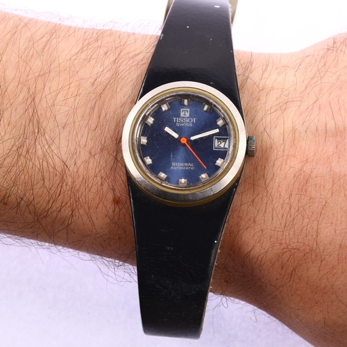 1013 - TISSOT - a stainless steel and fibreglass Sideral automatic wristwatch, circa 1970s, blue dial with ... 