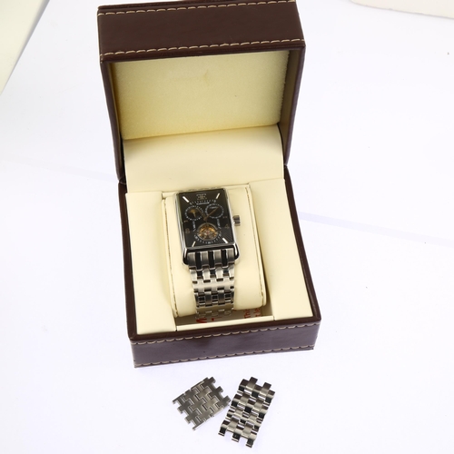 1018 - THOMAS EARNSHAW - a stainless steel automatic bracelet watch, ref. WB127672, black dial with sweep c... 