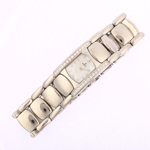 1034 - EBEL - a lady's stainless steel Beluga Manchette diamond quartz bracelet watch, ref. 9057A28-10, mot... 