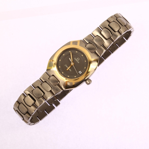 1039 - OMEGA - a mid-size Seamaster Titane 120M quartz bracelet watch, grey dial with luminous dot hour mar... 