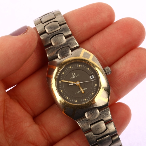 1039 - OMEGA - a mid-size Seamaster Titane 120M quartz bracelet watch, grey dial with luminous dot hour mar... 