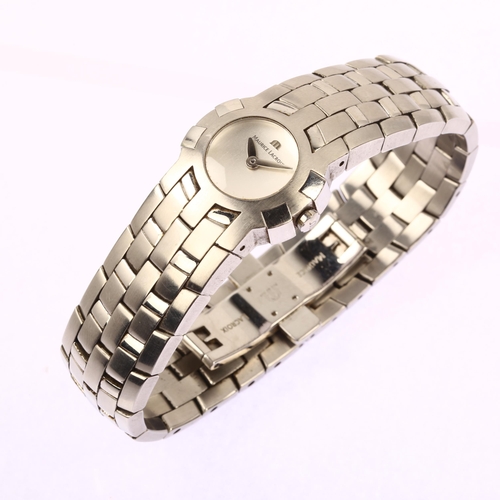 1046 - MAURICE LACROIX - a lady's stainless steel Intuition quartz bracelet watch, ref. 59858, silvered dia... 