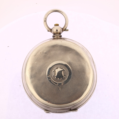 1054 - An early 20th century silver-cased open-face key-wind pocket watch, white enamel dial with Roman num... 