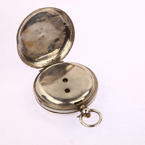 1054 - An early 20th century silver-cased open-face key-wind pocket watch, white enamel dial with Roman num... 