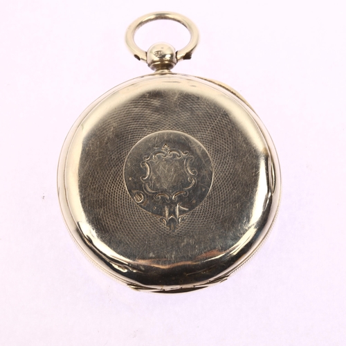 1058 - J W BENSON - a Victorian silver open-face key-wind pocket watch, white enamel dial with Roman numera... 
