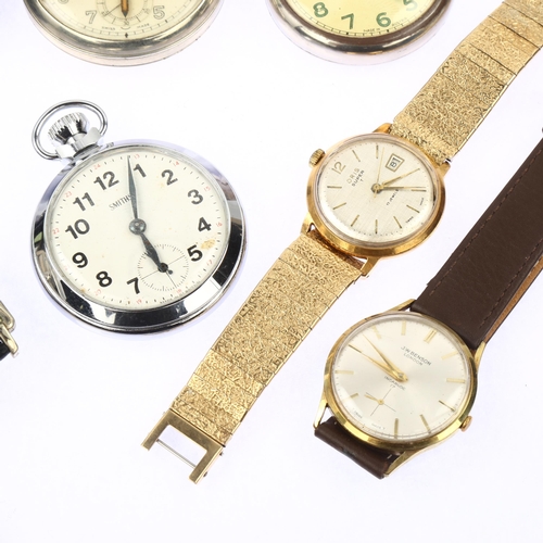 1061 - Various wristwatches and pocket watches, including military issue and Railway timekeeper etc