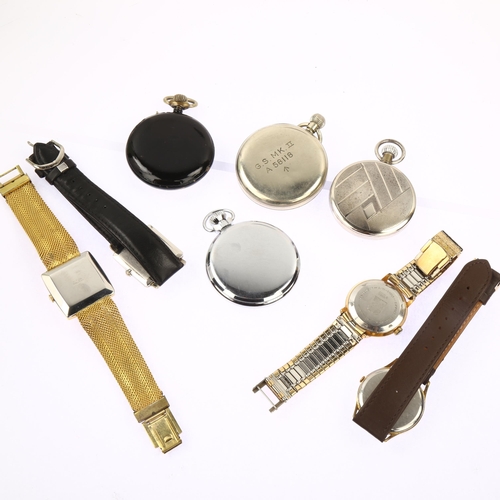 1061 - Various wristwatches and pocket watches, including military issue and Railway timekeeper etc