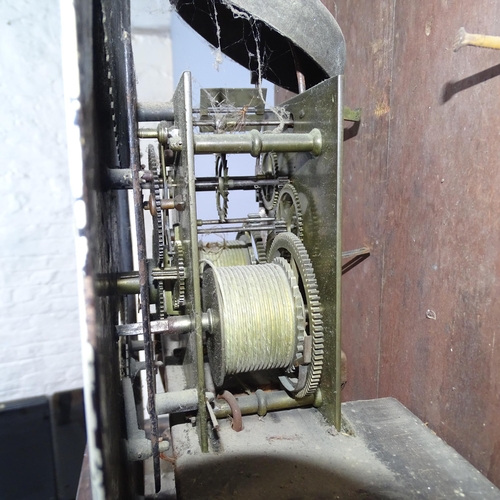 2065 - A 19th century flame mahogany and satinwood strung 8-day longcase clock, having a hand painted 14