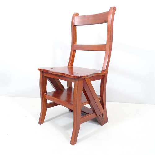 2083 - A reproduction mahogany metamorphic library step chair. Dimensions as chair 44x83x40cm.