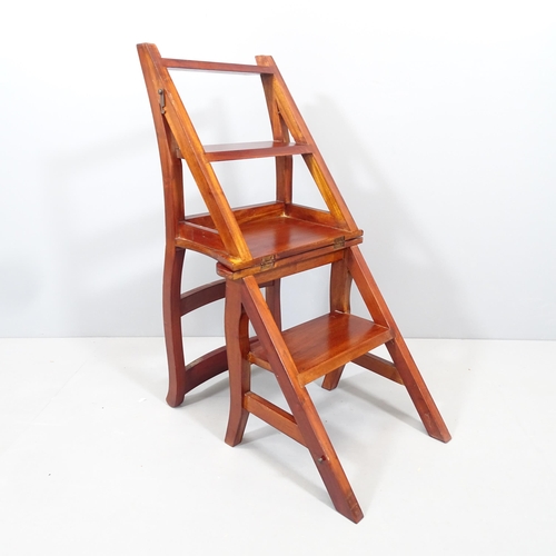 2083 - A reproduction mahogany metamorphic library step chair. Dimensions as chair 44x83x40cm.