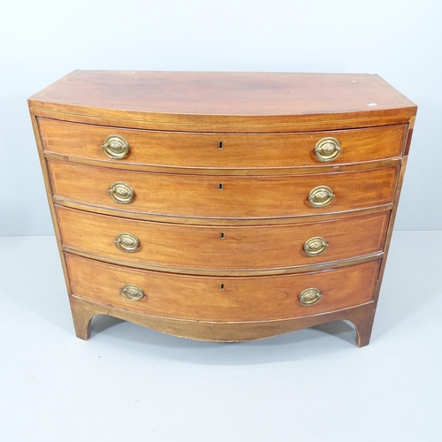 2086 - A Georgian mahogany bow front chest of four long drawers. 106x87x56cm