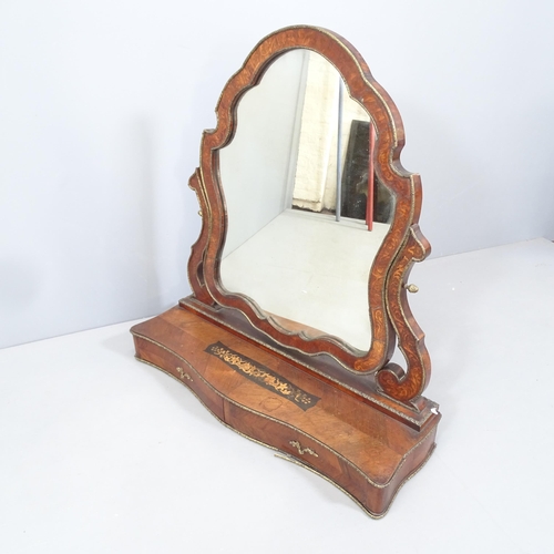 2087 - Ornate 19th century marquetry inlaid kingwood dressing table mirror, with cast ormolu mouldings and ... 