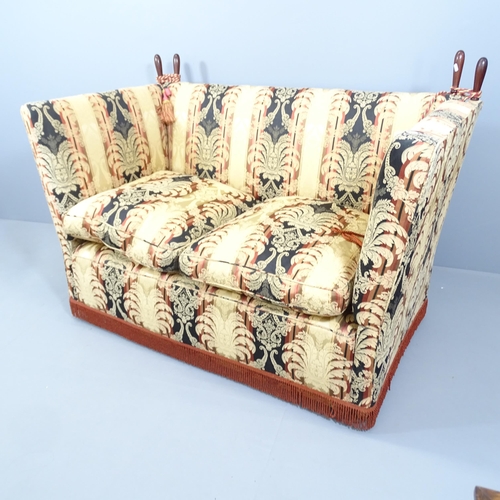 2096 - An upholstered 2-seater knole sofa. Overall 153x110x82cm, seat 120x55x65cm.