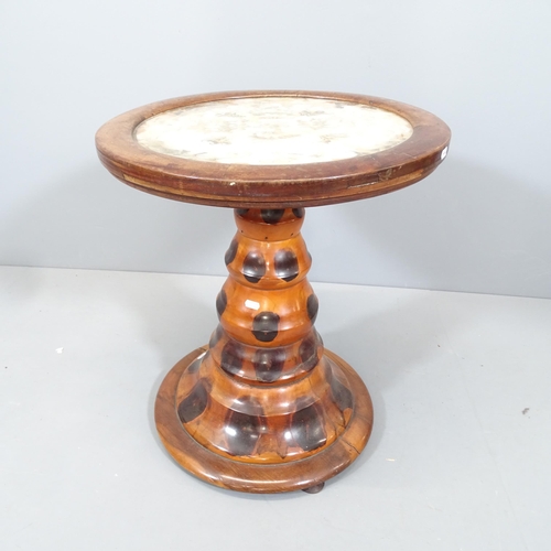 2104 - An Art Deco Brazilian monkey puzzle wood occasional table, with circular butterfly wing mosaic top. ... 