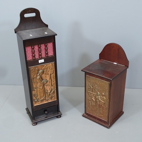 2113 - A French mahogany baguette box with copper panel, height 89cm, and another (2)