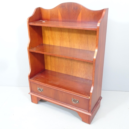 2119 - A modern mahogany waterfall open bookcase, with single adjustable shelf and drawer under. 64x90x27cm... 