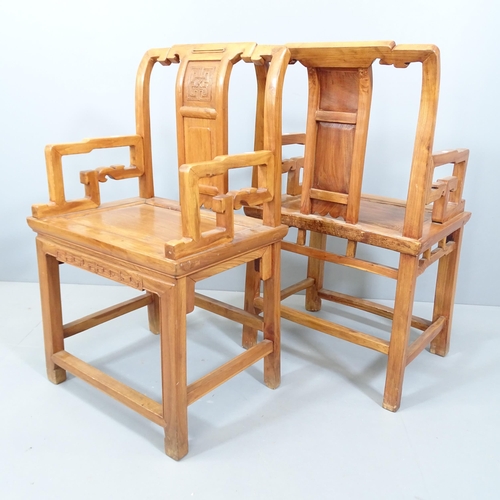 2134 - A pair of modern hardwood Chinese throne chairs.