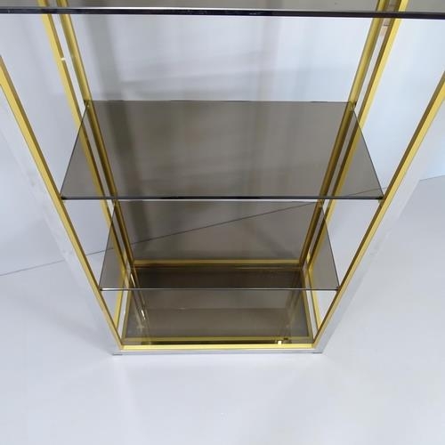 2012 - RENATO ZEVI FOR ROMEO REGA - a mid-century Hollywood Regency style display shelf, with chrome and br... 