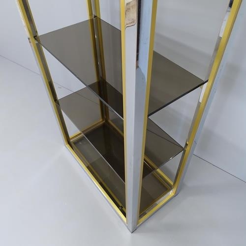 2013 - RENATO ZEVI FOR ROMEO REGA - a mid-century Hollywood Regency style display shelf, with chrome and br... 