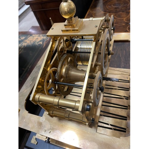 266 - A 20th century brass Congreve clock, with rolling ball fusee movement housed in glass display cabine... 