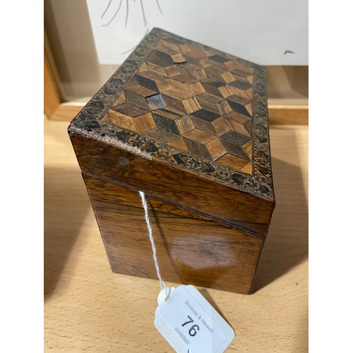 76 - 2 x 19th century Tunbridge Ware boxes, comprising a cube parquetry inlaid stationery box with slopin... 