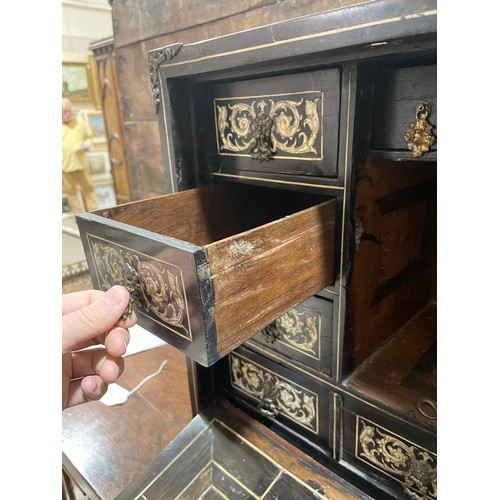 264 - An 18th century Italian ebonised table-top cabinet with ivory engraved panels of Classical form, wit... 