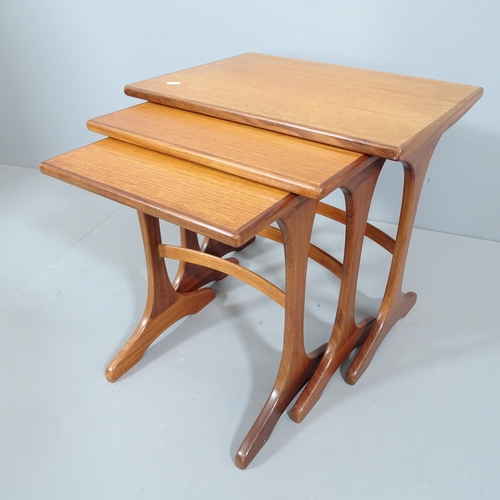 2029 - A mid-century teak G-Plan 'Fresco Range' nest of three occasional tables. Largest 56x52x40cm.