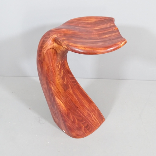 2036 - A 1980s whale tail flukes barstool of sculpted laminated wood block construction, in the manner of P... 