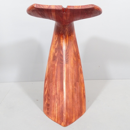 2036 - A 1980s whale tail flukes barstool of sculpted laminated wood block construction, in the manner of P... 