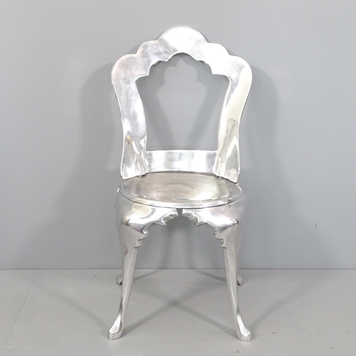 2039 - A contemporary polished aluminium Louis style chair