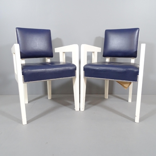 2004 - ANDRE SORNAY - a pair of mid-century French Art Deco design armchairs with later painted finish and ... 