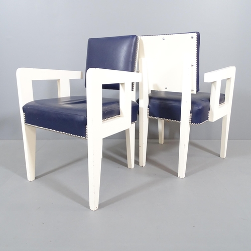 2004 - ANDRE SORNAY - a pair of mid-century French Art Deco design armchairs with later painted finish and ... 