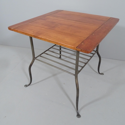 2006 - CHARLESTON FORGE - an American cherrywood two-tier coffee table on wrought iron base. 62x59x61cm