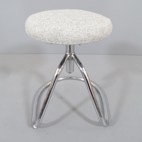 2008 - A mid-century modernist cantilever tubular steel height-adjustable stool. Lowest height 46cm, highes... 