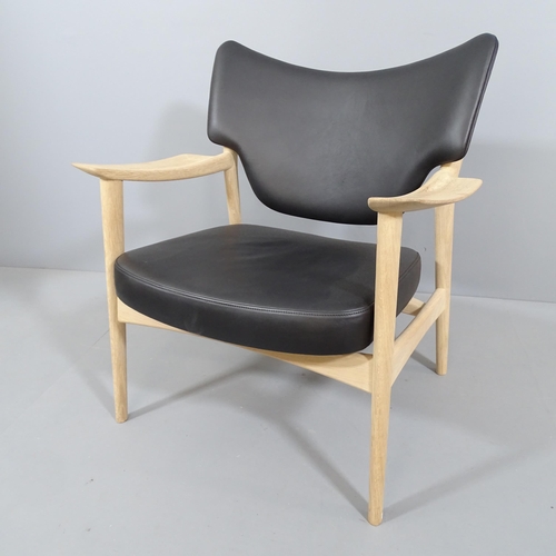 2009 - A mid-century Scandinavian design Veng lounge chair in black leather and soaped oak by Torbjorn Bekk... 