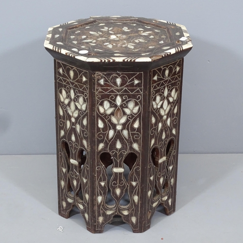 2150 - An Anglo-Indian octagonal occasional table with inlaid metal, bone and mother-of-pearl decoration. 3... 