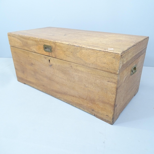 2167 - A Chinese camphorwood chest , with campaign style brass handles. 99x45x48cm.