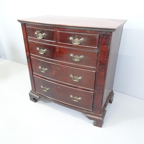 2170 - A Victorian mahogany bow-front chest of two short and three long drawers, raised on bracket feet. 68... 