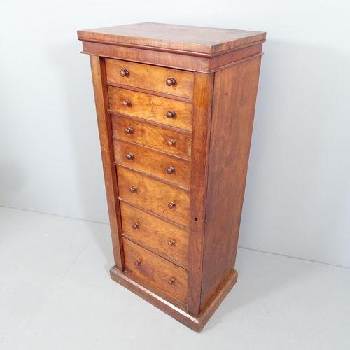 2181 - A 19th century mahogany Wellington secretaire chest, the secretaire having a fitted interior, betwee... 