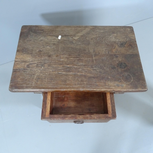 2186 - A rustic Welsh oak side table, with single frieze drawer. 68x57x42cm