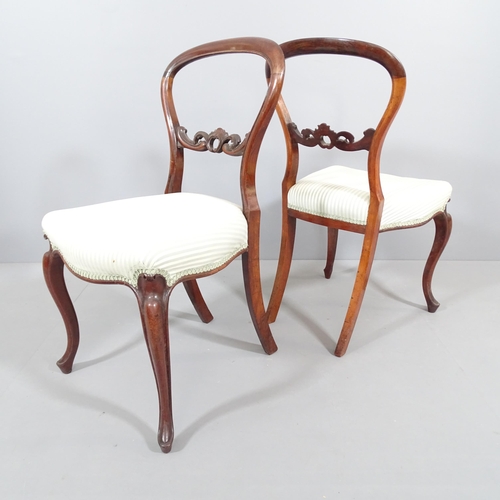 2199 - A set of six Victorian mahogany balloon back dining chairs, recently re-upholstered.