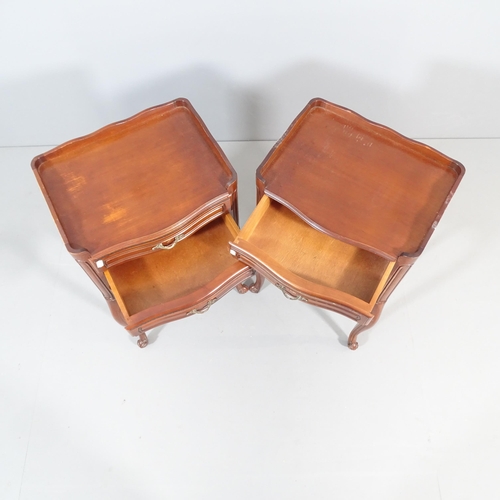 2201 - A pair of French oak bedside tables. 40x69x33cm.