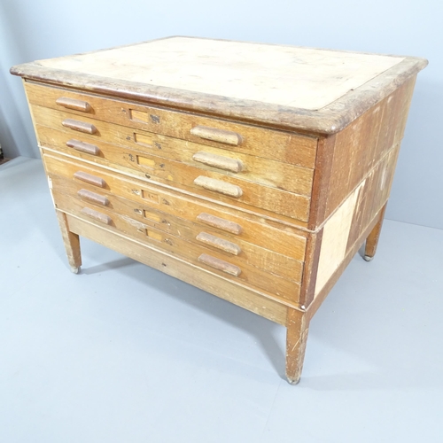 2207 - An Abbess Equipment Ltd two-section oak A1 architect's plan chest. 122x94x94cm. A/F.