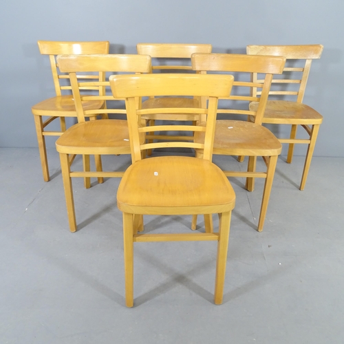 2522 - A modern light oak set of six bistro/dining chairs.