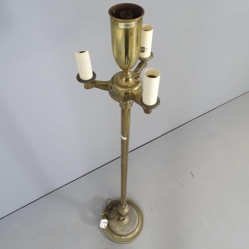 2525 - A modern brass standard lamp by Stiffel. Height to bayonet 138cm.